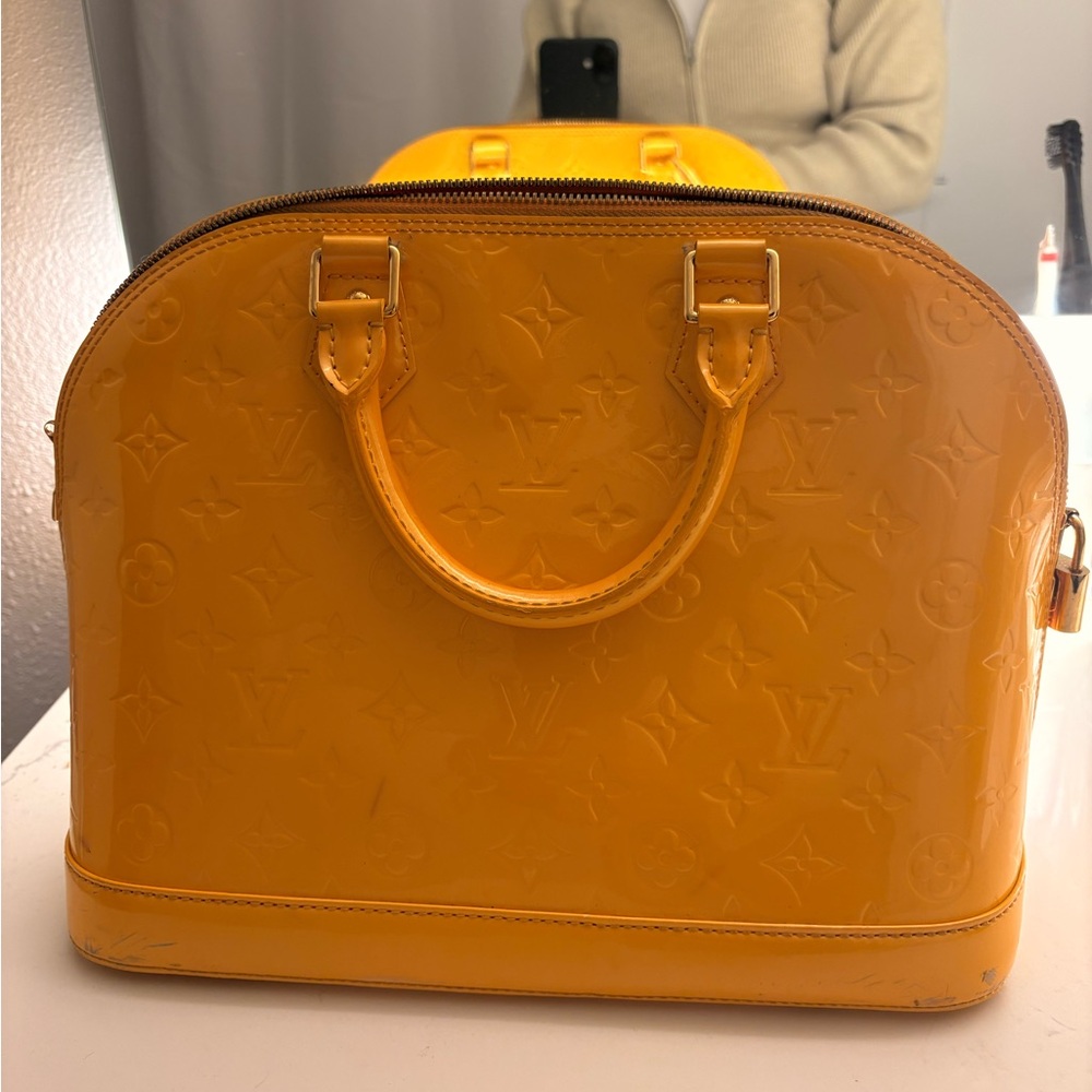 Louis Vuitton Orange Patent Leather Satchel - Picture 3 of 8